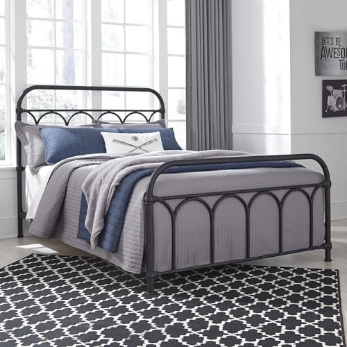 Signature Design by Ashley Nashburg Industrial Farmhouse Metal Bed, Full, Matte Black Signature Design by Ashley
