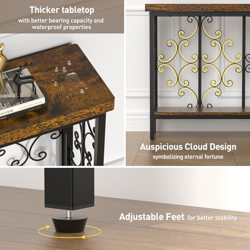 ikkle 70.9" Extra Long Console Table, Industrial Narrow Sofa Table Behind Couch with 2 Tier Storage Shelf, Entryway Hallway Accent Table for Living Room, Foyer, Rustic Brown ikkle