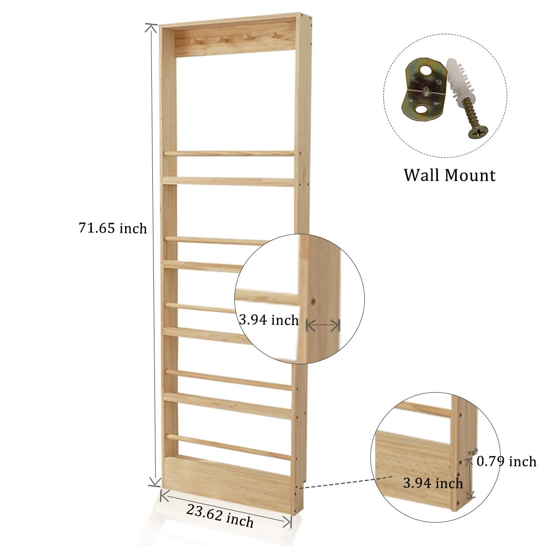 Morimoe Wall-Mounted Wooden Kids Bookshelf with Hooks - Space-Saving Organiser for Toys and Books morimoe