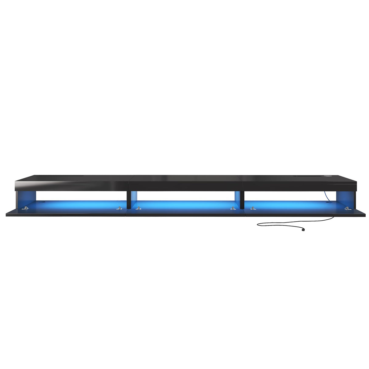 ANTISTA Floating TV Stand | 94.5'' Long Wall Mounted TV Shelf with Power Outlet, Modern Wooden Entertainment Center Media Console with Storage, High Gloss Large TV Cabinet, Up to 100 Inch TVS ANTISTA