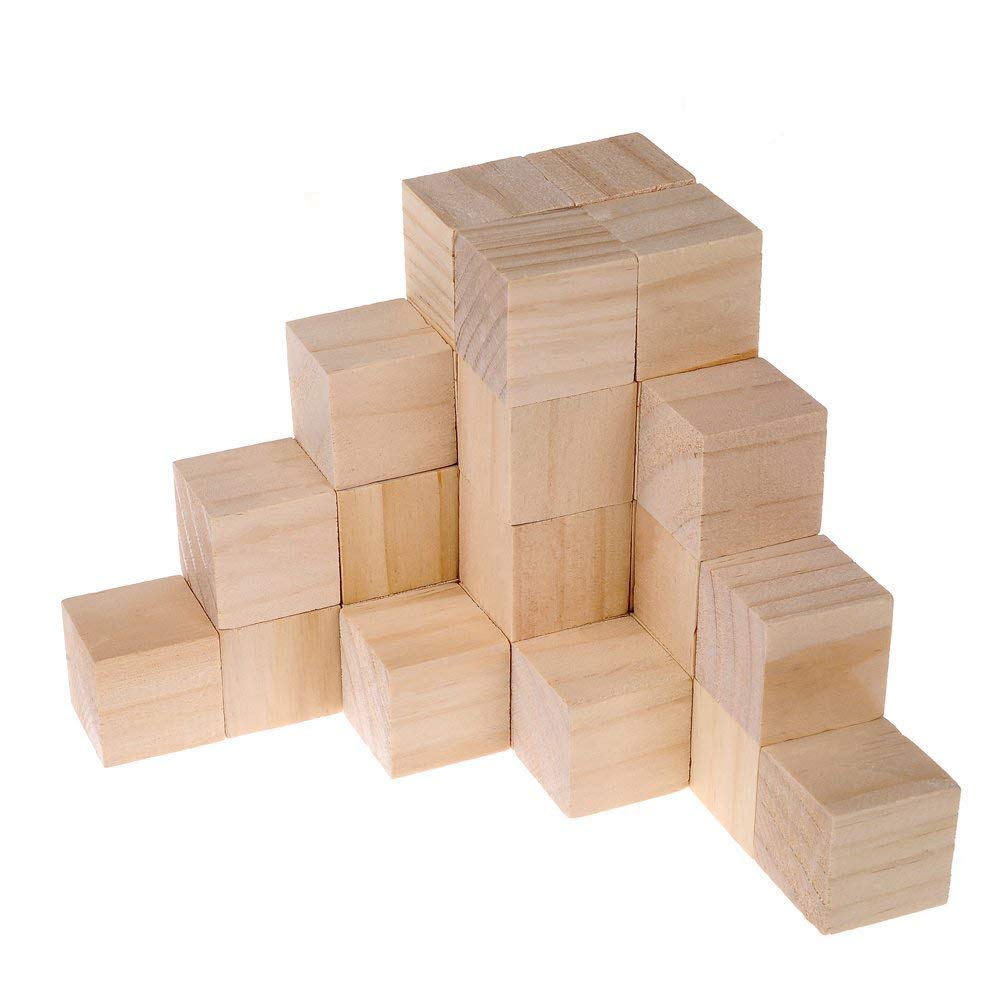 Supla 40pcs 1.5 inch - Natural Solid Wood Square Blocks Wood Cubes Wood Cube Blocks – for Puzzle Making, Crafts, and DIY Projects (40pcs) Supla