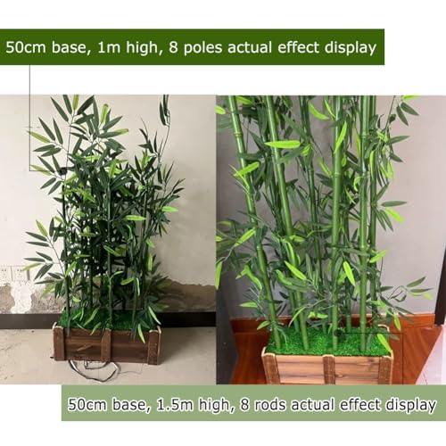 Artificial Bamboo Tree Privacy Fence, Faux Bamboo Plant Partition Screen With Wooden Base, For Greenery Wall Backdrop, Landscaping, Room Dividers, Indoor Outdoor Decor(1m/3.2ft,120cm/47.2in-22 pole) GZHERVICES