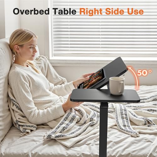 Sweetcrispy Small Standing Desk Rolling Table Adjustable Height, Laptop Mobile Stand with Wheels, Portable Computer Workstation with Tiltable Desktop for Teacher Classroom Home Office, Black Sweetcrispy