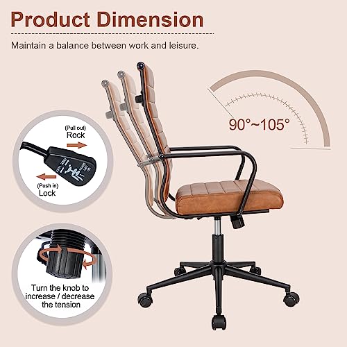 Okeysen Office Desk Chair Conference Room Chairs, Modern Ergonomic Executive Swivel Chair, Adjustable Height PU Leather Home Desk Chairs with Armrests, Comfy Computer Task Chairs with Wheels Okeysen