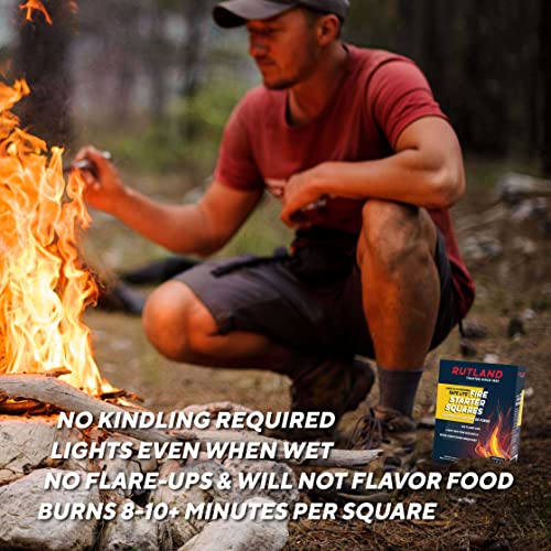 Rutland 50B Safe Lite Fire Starter Squares for Fireplaces, Grill Pits, Campfires, BBQ & Smokers - Longer Burn - 144 Squares RUTLAND PRODUCTS