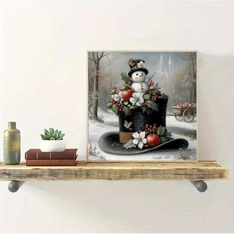 Christmas Diamond Art Kits for Adults,Snowman Diamond Painting Kits for Adult - 5D DIY Full Drill Diamonds Craft Kits for Home Wall Decor 14x 14inch WoodArtSupply