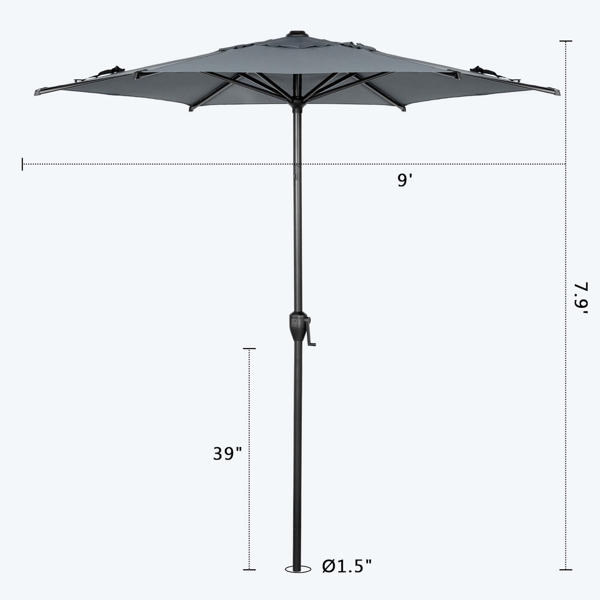Abba Patio 9FT Lyon Outdoor Patio Umbrella Outdoor Table Umbrella with Push Button Tilt and Crank Market Umbrella 8 Sturdy Ribs UV Protection Waterproof for Garden Deck Backyard Pool Grey Abba Patio