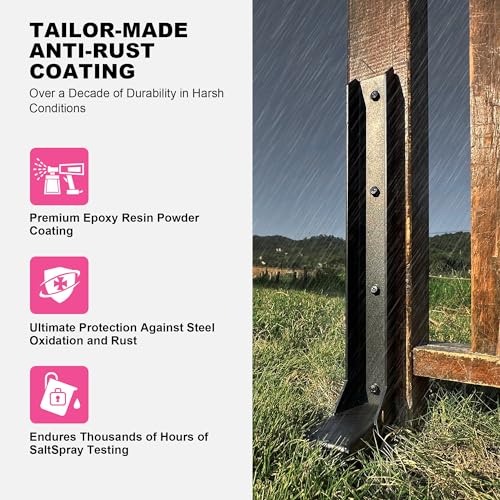 IRONBARBIE Thickened Fence Post Repair Kit, Steel Fence Post Stakes, Anchor Ground Spike for Fix Broken 4x4/6x6 Wood Fence Post Support (Thicker ironbarbie