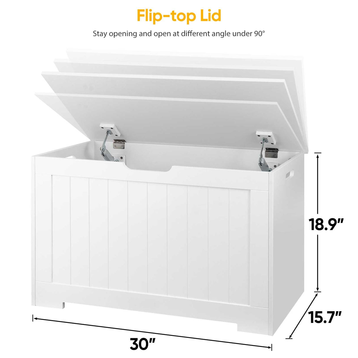 Epetlover Toy Box Storage Chest for Girls Boys, Wooden Trunk Bench w/Flip-top Lid & Safety Hinge, Kids Play Room Nursery Organizer, Bedroom Storage w/ 100L Storage Area (White) Epetlover