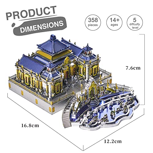 Piececool 3D Metal Puzzles, The Old Summer Palace Chinese Traditional Architecture Building Models Kit to Build for Adults Brain Teaser 3D Puzzle Gift Home Decor DIY Crafts - 358 PCS