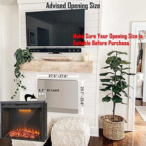 Masarflame 30'' Electric Fireplace Insert, Retro Recessed Fireplace Heater with Fire Cracking Sound, Remote Control & Timer, 750/1500W, Black Masarflame