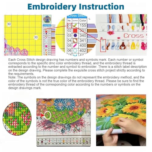 Dragonfly and Wild Flowers Stamped Cross Stitch Kits for Beginners Easy 11CT Needlepoint DIY Embroidery Counted Cross Stitch Kits Art Craft Wall Decoration and Gift 40x40cm(1)