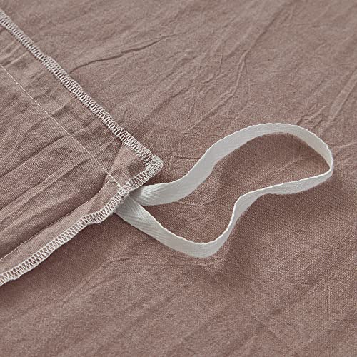 FACE TWO FACE Bedding Duvet Cover Set100% Washed Cotton Duvet Cover Linen Like Textured Breathable Durable Soft Comfy (Twin, Old Pink) FACE TWO FACE