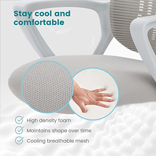 Office Chair, Mid Back Computer Ergonomic Mesh Desk with Larger Seat, Executive Height Adjustable Swivel Task with Lumbar Support and Armrests for Women Adults SMUGDESK