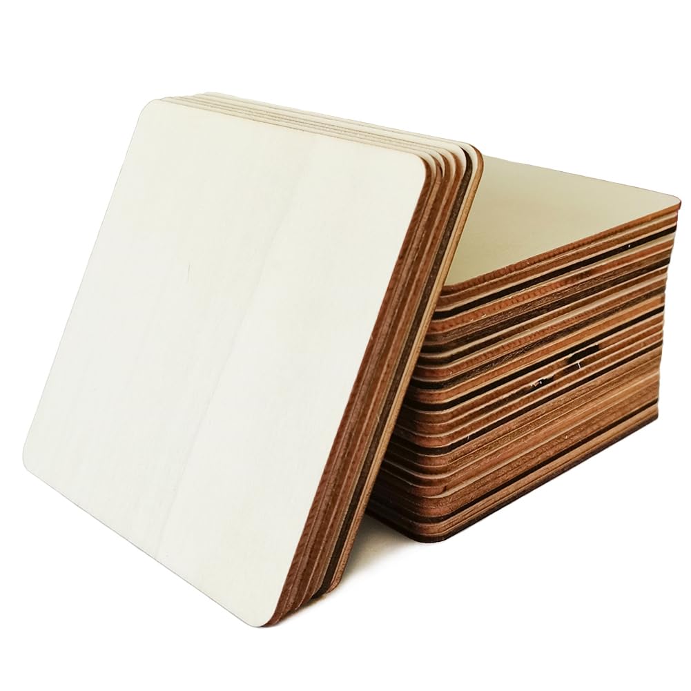 ZQYYQZ 30PCS 4x4 Inch Wood Squares, Unfinished Blank Natural Square Wood Pieces Wooden Cutouts for DIY Crafts Painting, Scrabble Tiles, Coasters, Home Decoration ZQYYQZ