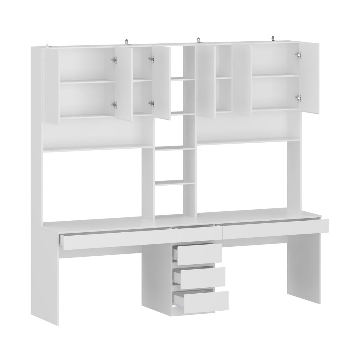 MOUMON Double Office Desk with Drawers and Shelves, Home Office Desk with Doors and Shelves, Double Computer Desk Workstation for Office White (94.5”W x 23.6”D x 86.6”H) MOUMON