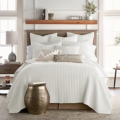 Levtex Home Mills Waffle Full/Queen Quilt Set (88x92in) with 2 Pillow Shams (26x20in) - Cream - Cotton Waffle Full/Queen Size Quilt Bedding Set - Lightweight, Soft, Pre-Washed Levtex Home