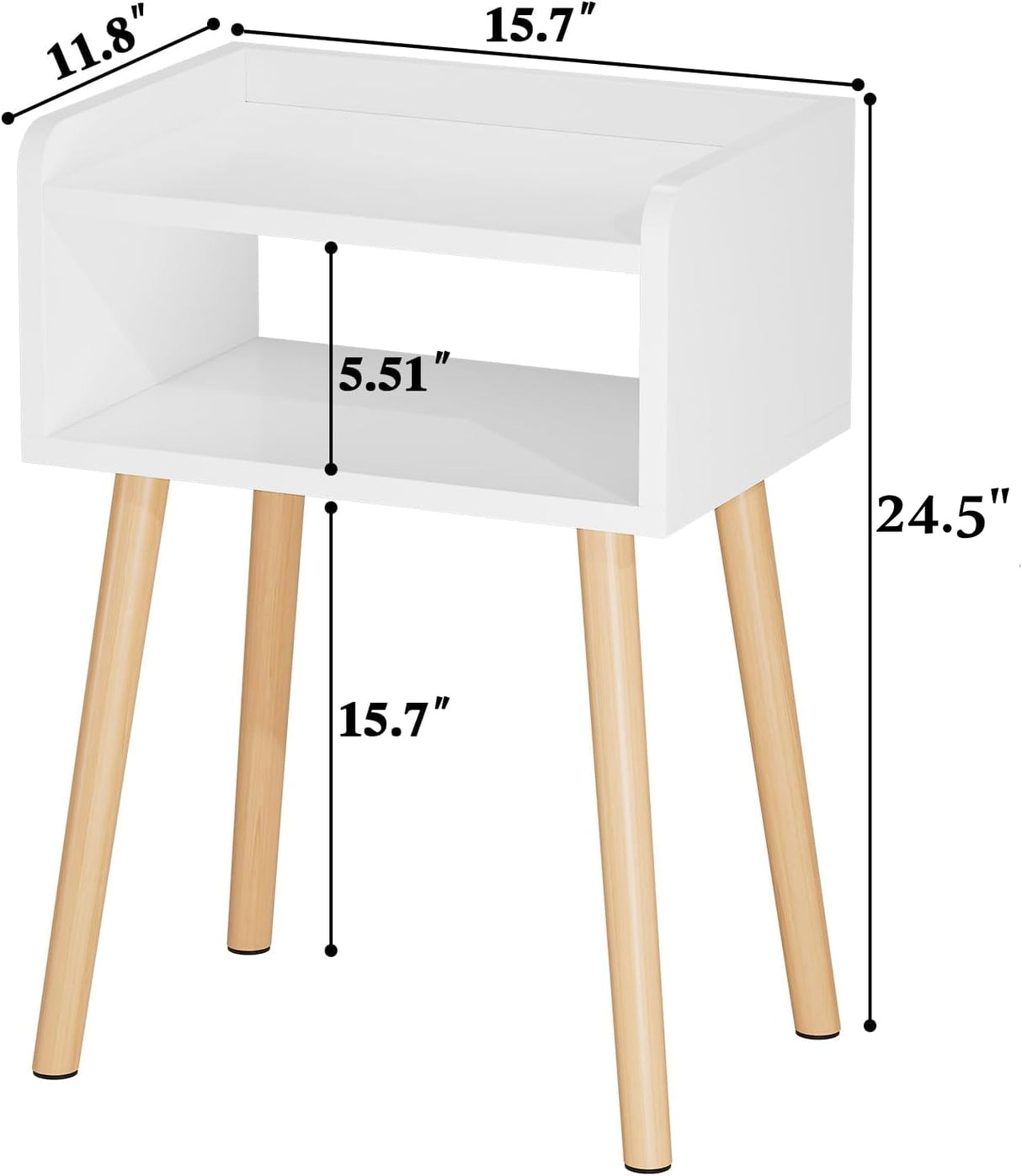 LUCKNOCK Night Stand, Modern Bedside Tables, Mid Century Nightstands with Open Storage Shelf, Wood Bedside Table, Small Night Stands for Bedroom, High Night Table, White. LUCKNOCK