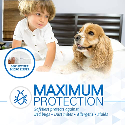 SafeRest Zippered Mattress Protector - Premium15-18 Inch Waterproof Mattress Cover for Bed - Breathable, Noiseless Washable Mattress Encasement - King SafeRest