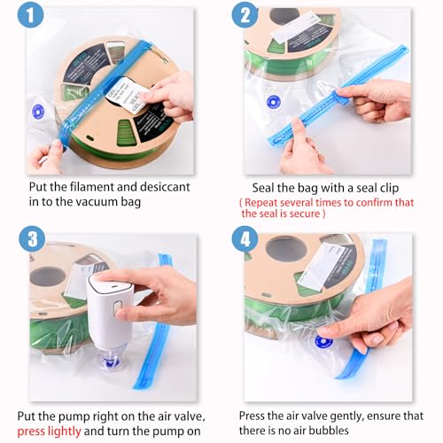 OVV3D Filament Storage Bags 30pcs, PLUS SIZE 32X34cm 3D Printer Filament Storage Bags Vacuum Sealed Kit with 30 Desiccants, Auto Pump,Perfect for 3D Filament Storage or Using After Filament Dryer Box OVVNYXE