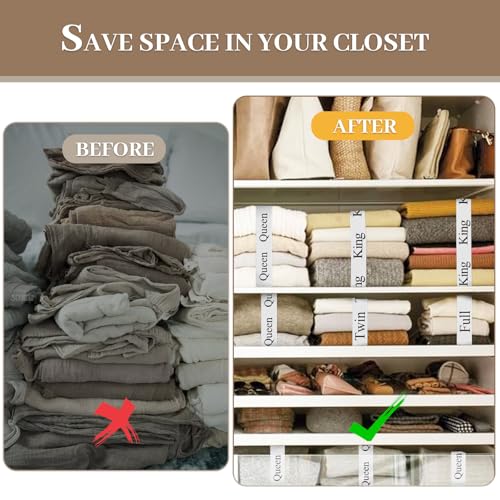 Meatykui 20 Pieces Bed Sheet Organizer Bands, Bed Sheet Size Label Bands for Linen Closet Organizers and Storage, Elastic Bedding Bands Labels for Organizing Bed Sheets (King Queen Twin Full) Meatykui