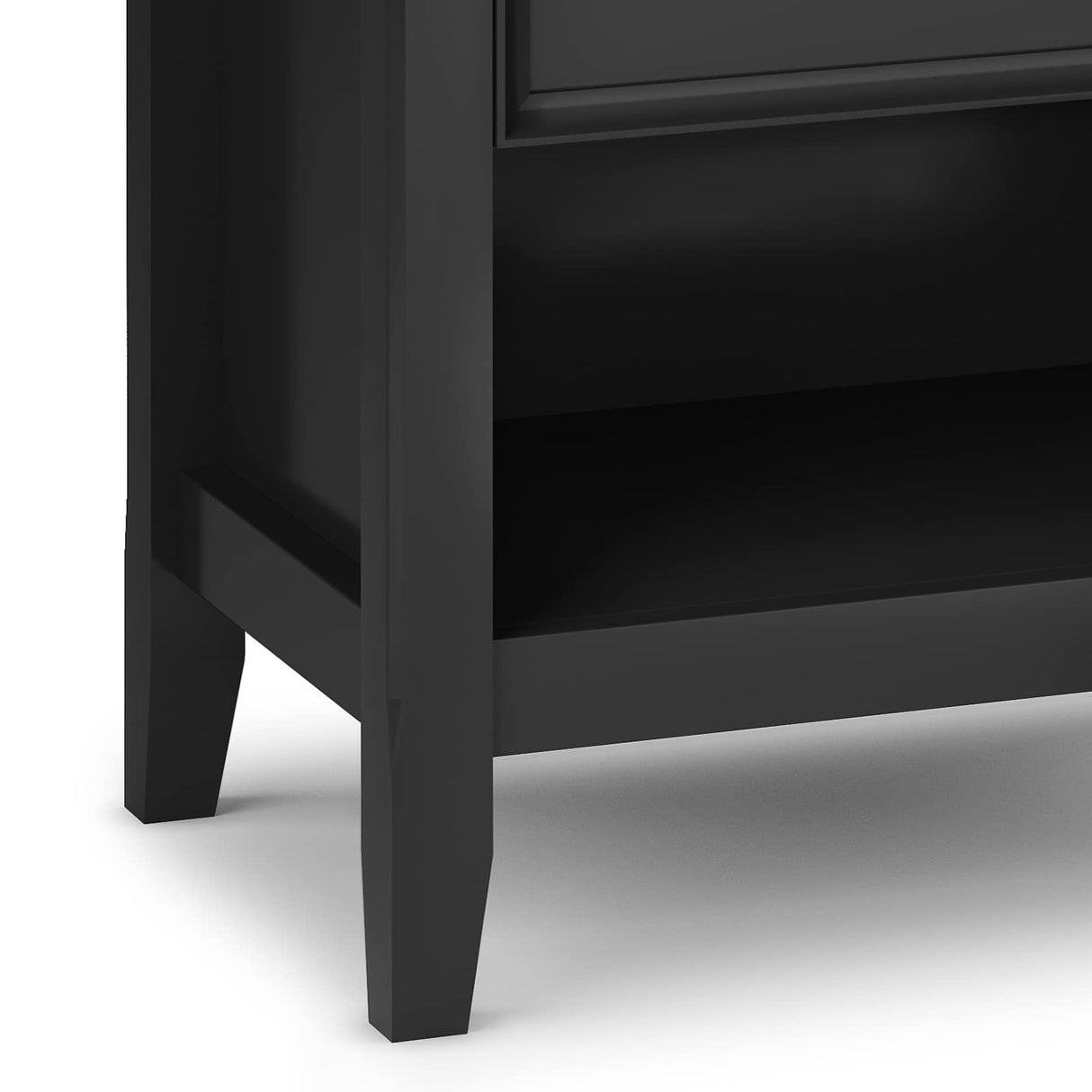 SIMPLIHOME Amherst SOLID WOOD 24 Inch Wide Traditional Bedside Nightstand Table in Black, For the Living Room and Bedroom SIMPLIHOME