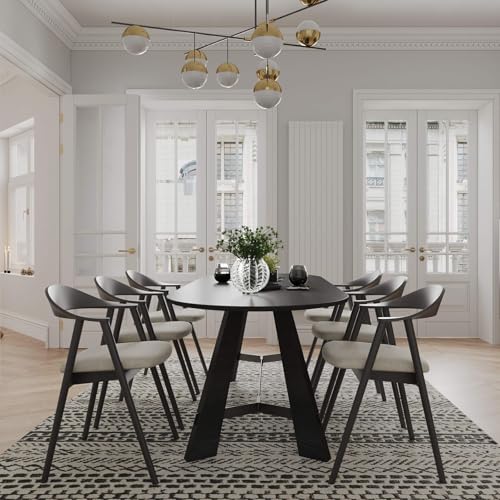 6FT Oval Conference Table, Rustic Black 70.86" W Meeting Table Fit 6-8 People, Modern Seminar Table Boardroom Desk for Office Meeting Conference Room SAINTCY