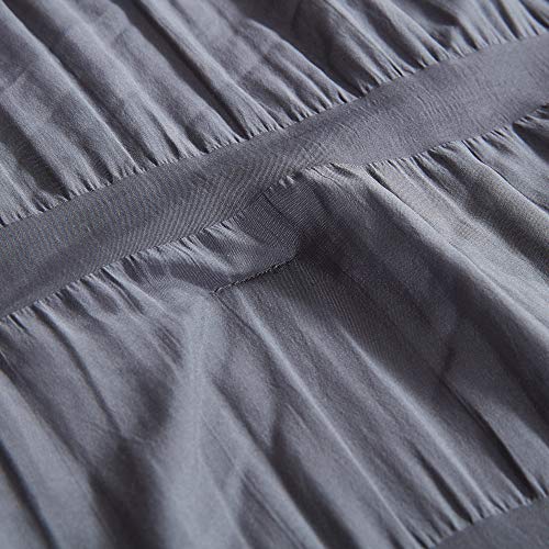 SLEEP ZONE Luxury Seersucker Queen Comforter Set 3-Piece, Soft & Lightweight Down Alternative Duvet Insert with Pillow Sham Cooling for Summer, Gray SLEEP ZONE
