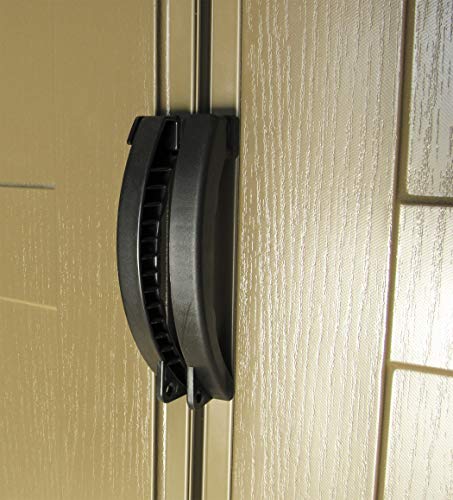 Duramax Woodbridge Plus 10.5 x 8 (8.02 m2) Plastic Garden Shed with 1 Fixed Window & Metal Foundation Kit, Strong Metal Roof Structure Fire Retardant and Maintenance-Free Storage Shed - Ivory/Brown DURAMAX