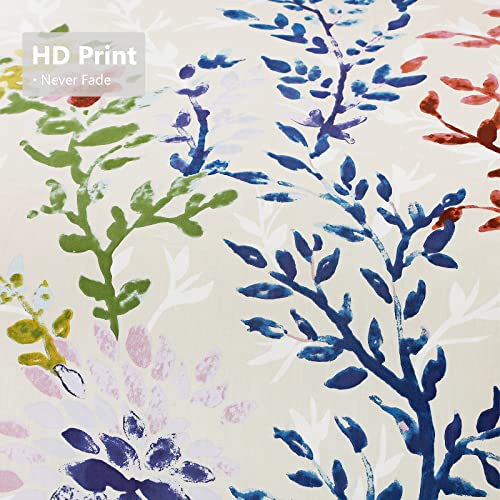 Style Quarters Dahlia Lane 3pc Duvet Cover Set - Multi-Color Floral Stems with White Leafy Silhouettes - 100% Cotton - Machine Washable - Includes 1 Duvet Cover + 2 Shams (Queen) SO OQ STYLE QUARTERS