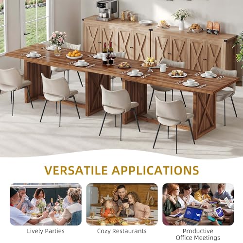 YITAHOME 70.8" Large Farmhouse Dining Table for 6 to 8 People, Rustic Style Wood Dinner Table, Rectangular Dining Table for Kitchen, Dining Room & Living Room, Brown YITAHOME