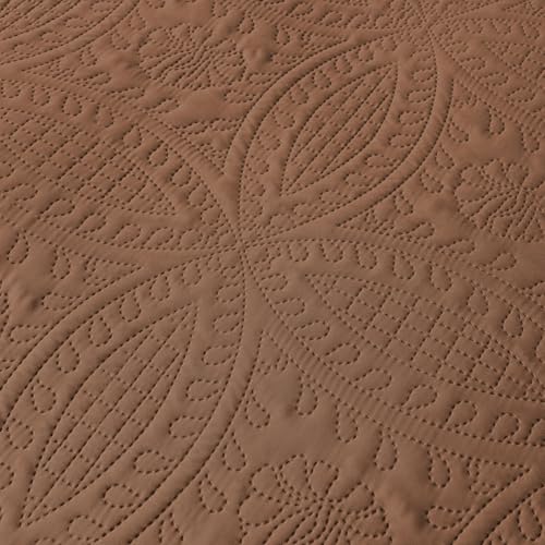 akkialla Full/Queen Quilt Bedding Set,Brown Ultrasonic Quilt Set,Lightweight Soft Bedspread Coverlet,Modern Style Coin Pattern Bed Cover for All Seasons,3 Piece(1 Quilt,1 Pillow Shams) akkialla
