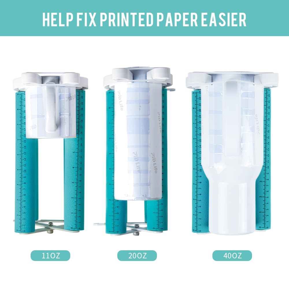 PYD Life Cup Tumbler Cradle Holder for Sublimation Craft Mint Green with White Plastic Tumblers Cups Clamp Clip,with Foam Measurements 3 Adjustable Width PYD Life