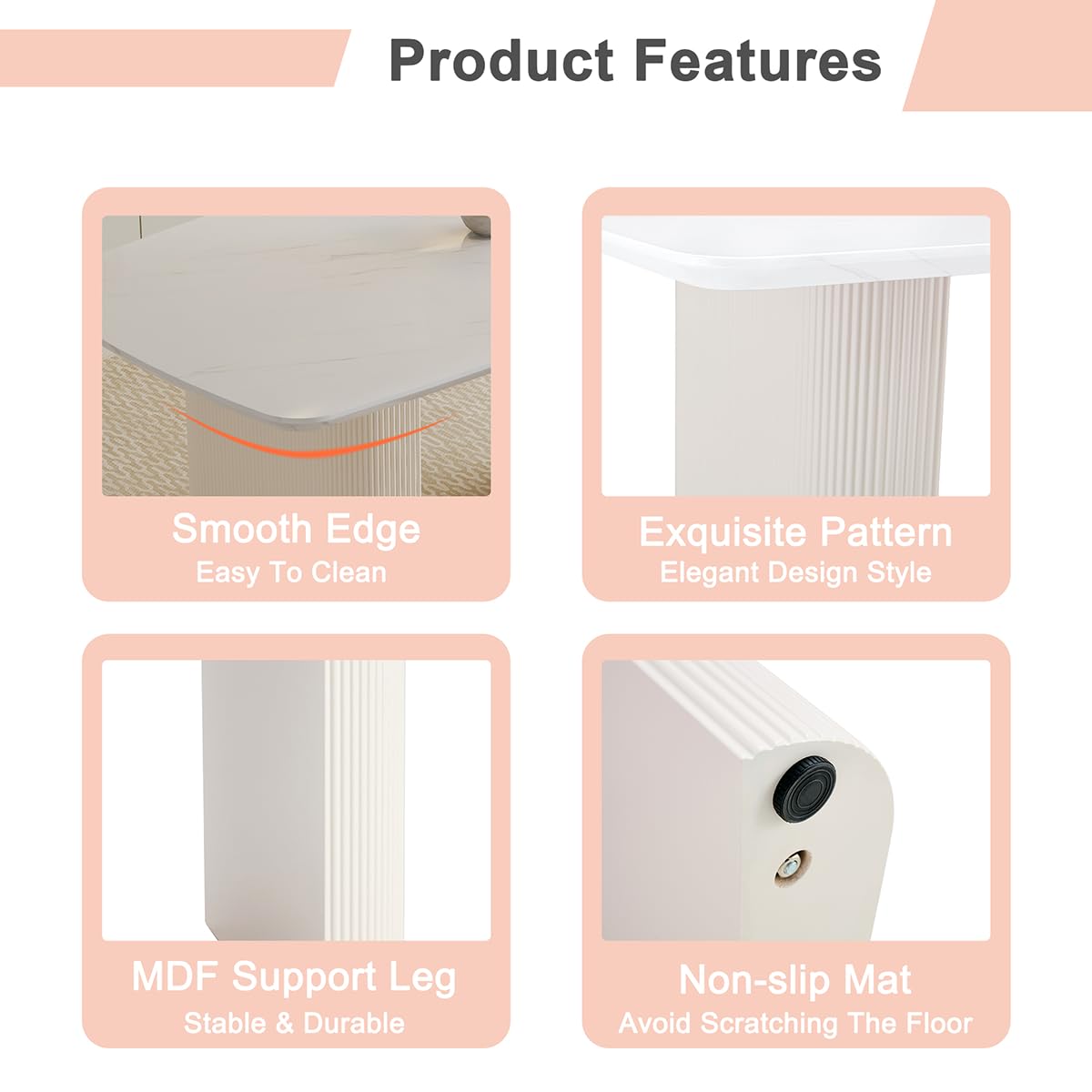 Ebullient White Oval Dining Table Set for 6, 67'' Modern Dining Table Set for 6, Cream White Oval Tabletop with Sleek Ripple Legs, 6 Soft Faux Leather Chairs, Ideal for Dining Room Ebullient