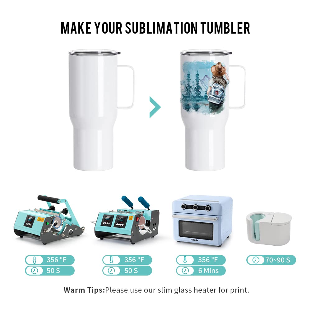 PYD Life Sublimation Tumblers Blanks 25 OZ White Coffee Travel Car Stainless Steel Tumbler Cups with Leakproof Lid and Handle, Sublimation Mugs for Cricut Mug Press and Tumbler Heat Press Print 2 Pack PYD Life