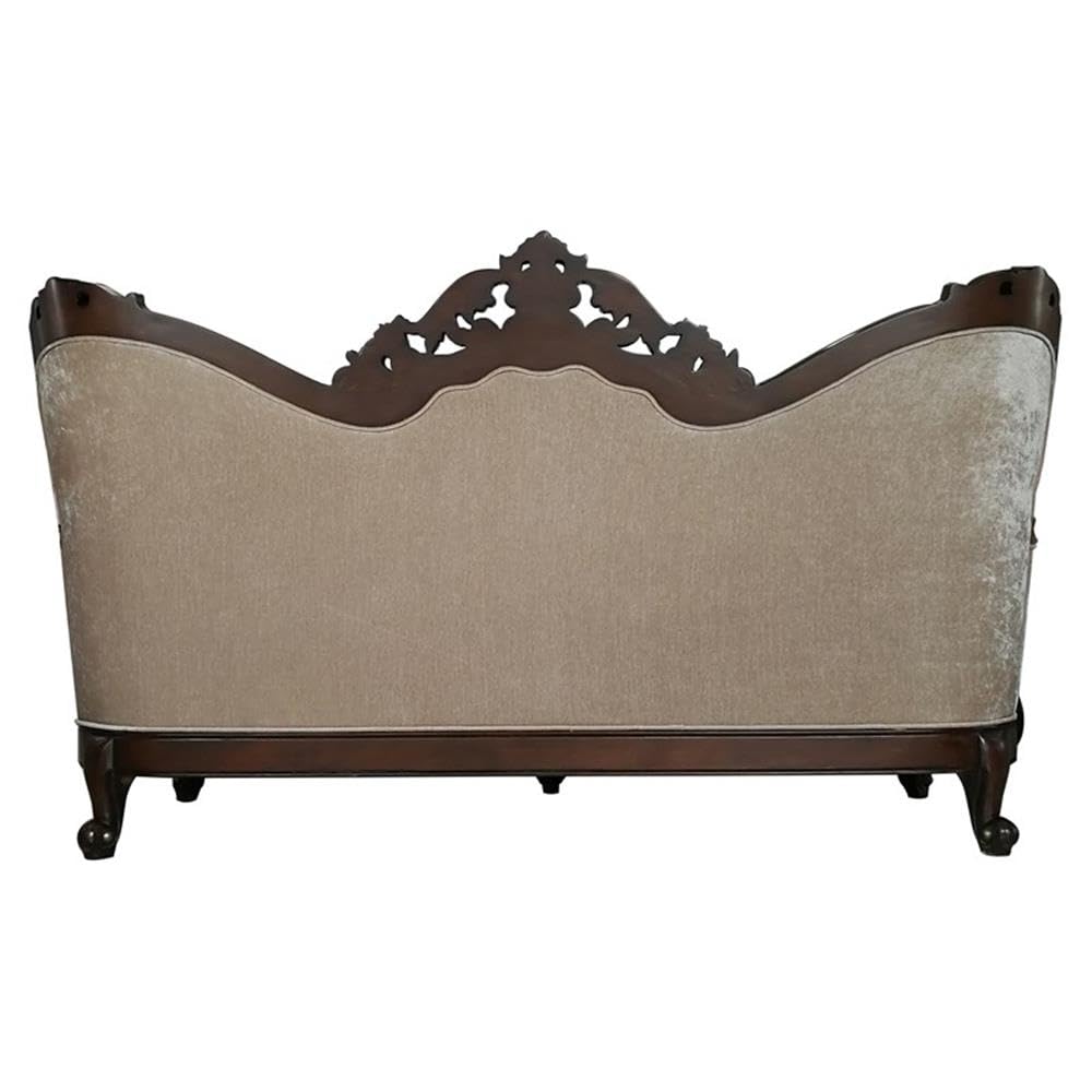 Acme Devayne Traditional European Sofa with Queen Anne Legs in Dark Walnut Acme