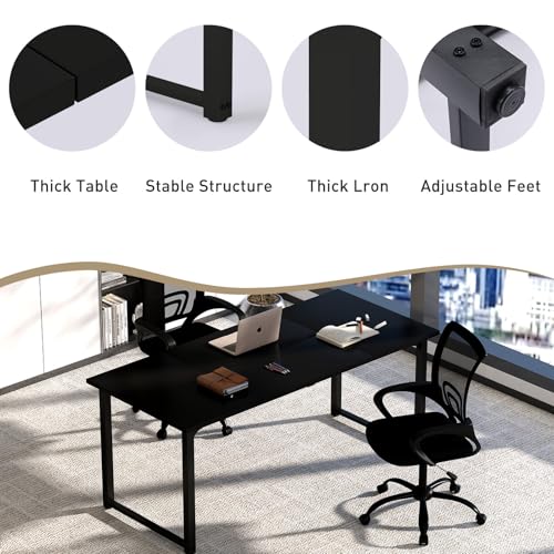 Bonzy Home 18FT Conference Table Set of 6, Modern Large Meeting Table Office Desks for 22 Person, Long Rectangle Table with Sturdy Metal Frame, 213" D x 64" W x 30" H, Black Bonzy Home