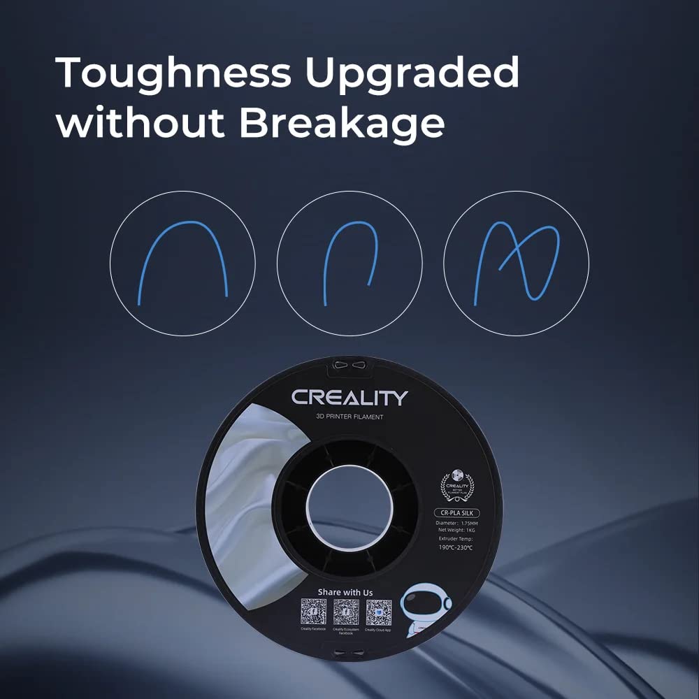 Creality PLA 3D Printer Filament, PLA Filament 1.75mm Silk Shiny PLA Filament +/-0.02mm, 3D Printing Filament 1KG/2.2lb (Gold) Creality