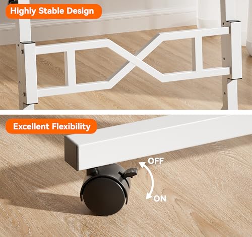 Oransail Small Standing Desk with Wheels, 29.5-45.3 Inch Adjustable Height, Portable Treadmill Desk, Rolling Computer Table for Walking Pad with a Cup Holder and a Hook Oransail