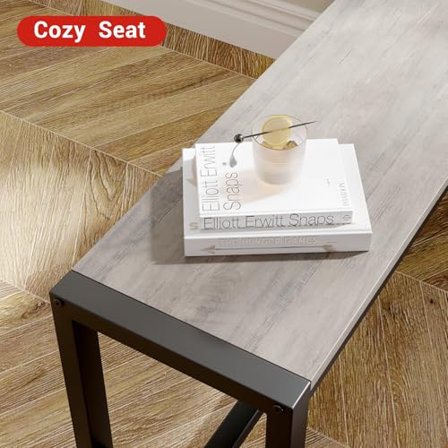 Garvee Dining Table Set for 4, Kitchen Table with Benches, 3 Piece Rectangular Dining Room Set with 2 Wooden Benches for Small Space, Apartment, Studio, Home, Rustic Gray Garvee