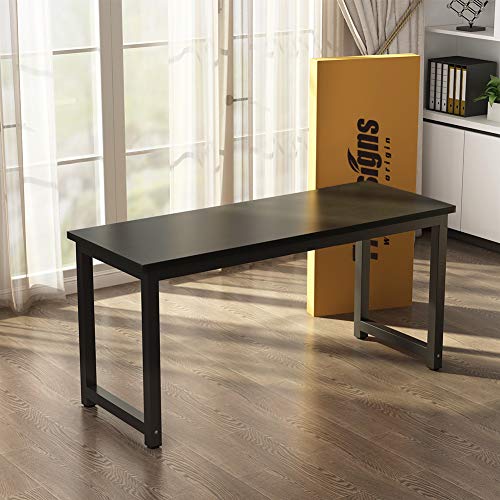 Tribesigns Modern Computer Desk, 63 inch Large Office Desk Computer Table Study Writing Desk Workstation for Home Office, Black Metal Frame Tribesigns