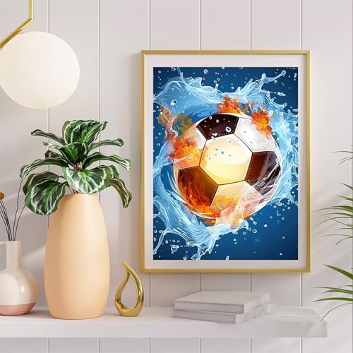 YL Mainland 5D Soccer Ball in Water Diamond Painting Kits for Adults DIY Soccer Diamond Art Kits for Beginner Full Drill Soccer Diamonds Painting Gem Art for Gift Wall Decor 12x16 inch YL Mainland