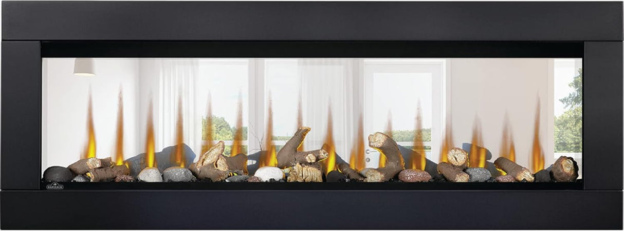 Napoleon CLEARion 60-Inch Built-In See-Through Electric Fireplace with Logs, Crystal Media & Remote (NEFBD60HE) MANTELSDIRECT