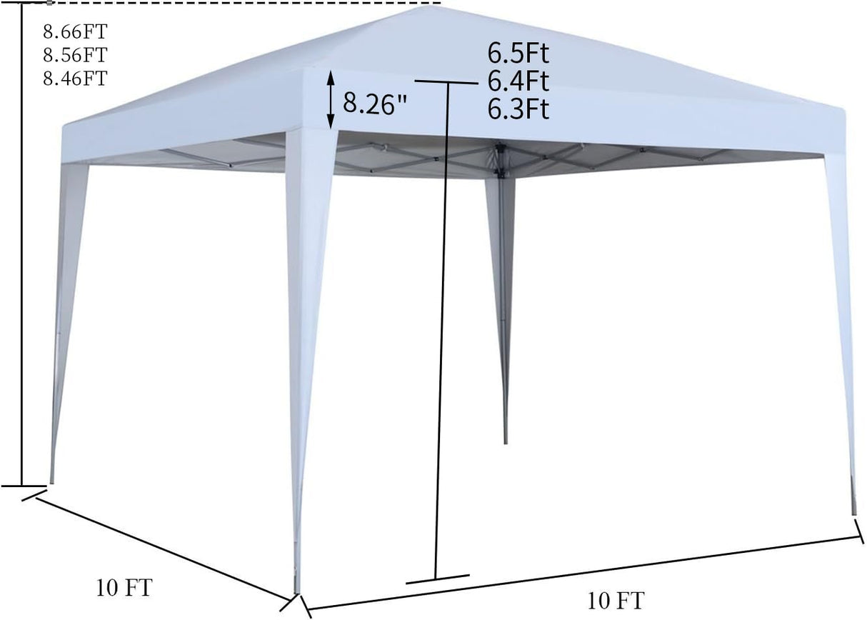 10 x 10 ft Pop-Up Canopy Tent Gazebo for Beach Tailgating Party White outdoor basic