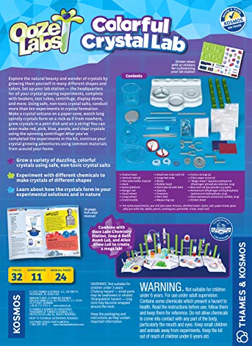 Thames & Kosmos Ooze Labs Colorful Crystal Lab STEM Experiment Kit & Lab Setup | Awesome Geometric Crystals, Dazzling Displays, with 11 Shiny, Sparkly, Safe Experiments | Stickers to Decorate Your Lab Thames & Kosmos