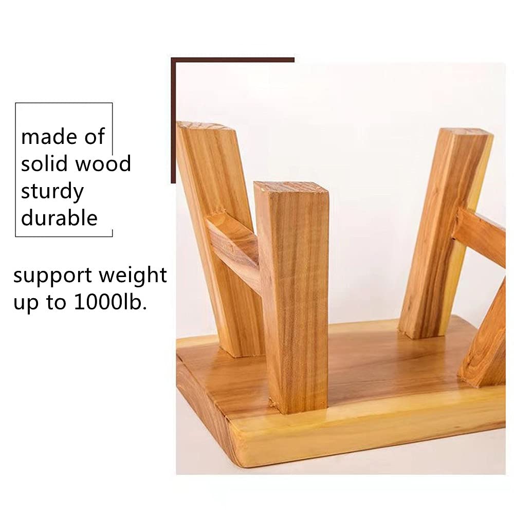 Golden Sun WM Sturdy Step Stool Footstool Solid Wooden 11 inch for Kids Adults Plant Stand Plant Stand Fishing Stool (Natural), Small Golden Sun WM