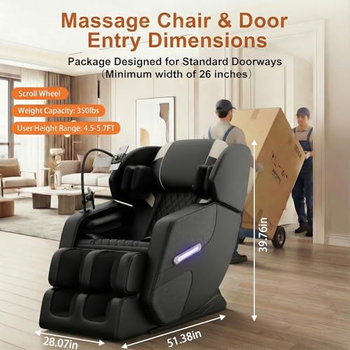 Massage Chair Full Body 2026 Upgraded Zero Gravity Recliner with Heat,8 Fix Points,Bluetooth, Airbag,Touch Screen,Footrest,L-Track Shiatsu Massage Chair Full Body for Parents Seniors