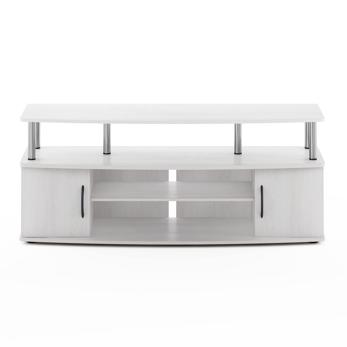 Furinno JAYA Large Entertainment Stand for TV Up to 55 Inch, White Oak/Chrome Furinno