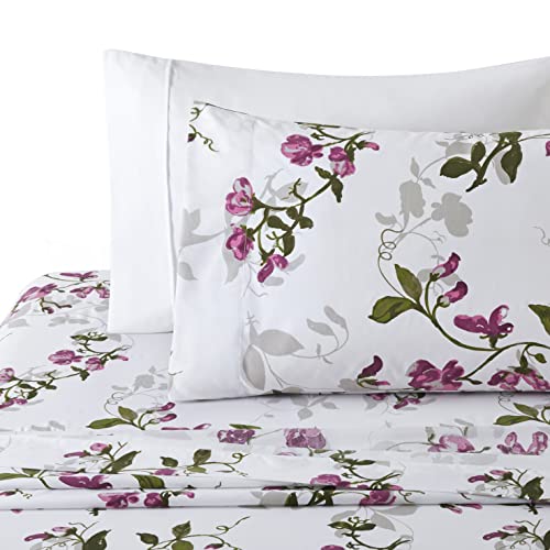 Marina Decoration Ultra Soft Silky Zipper Rich Printed Rayon Derived from Bamboo All Season 2 Pieces Duvet Cover Set with 1 Pillowcase, Pink Light Floral Pattern Twin/Single Size Marina Decoration