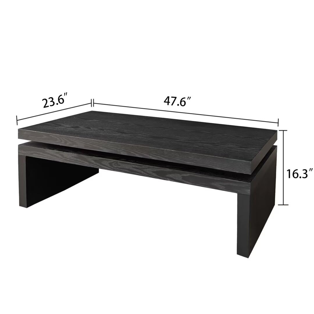 Modern Coffee Table, Black Wooden Coffee Table, Rectangle Cocktail Tea Table for Living Room, 47.6" L* 23.6" W * 16.3" H JIJIWANG